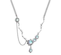 OIXYEY Collar irregular de piedra lunar Y2K, collar Y2K accesorios collar grunge collar de plata collar de metal joyas vintage collar estético cruz estrella para niñas mujeres joyas góticas