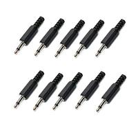 Oiyagai 10 Piezas de Adaptador de Conector de Soldadura Recto Jack Mono Macho de 3,5mm para Micrófono Auricular, Canal Único, Negro (Pista Única)