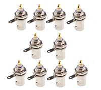 Oiyagai 10 Piezas de Adaptadores de Conector RF de Soldadura con Tuerca Hembra BNC para Mamparo