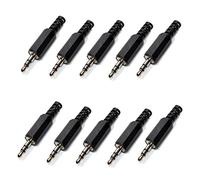 Oiyagai 10 Piezas de Conector Adaptador de 3.5mm Mono Macho, Canal Único, Soldadura Recta, para Micrófono y Auriculares, Negro (Pista Doble)