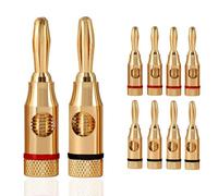Oiyagai 10 Piezas de Conectores de Plátano para Altavoces, Chapados en Oro de 24K, Conectores de Cable de Altavoz de 4mm, 5 Rojos + 5 Negros