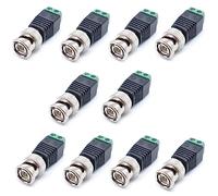 Oiyagai 10 Piezas de Conectores de Terminal de Tornillo BNC Macho a AV de 2 Puntos para Cable Coaxial CAT 5 a Cámara CCTV BNC Hembra, Adaptador de Balun de Video