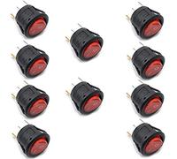 Oiyagai 10 Piezas de Interruptor de Botón Basculante Iluminado con Lámpara Roja KCD1-105, 3 Terminales, SPST, 2 Posiciones I/O, AC 250V/10A, 125V/12A