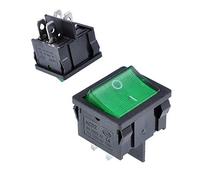 Oiyagai 10 Piezas de Interruptores de Balancín Iluminados Verdes KCD2-501-4P On/Off DPST AC 6A/250 10A125V