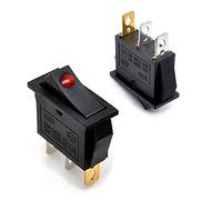 Oiyagai 10 Piezas de Interruptores de Balancín KCD3-101N ON/Off con Luz Roja, AC 250V 16A, AC 125V 20A