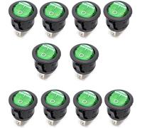 Oiyagai 10 piezas KCD1-105 lámpara verde iluminada 3 terminales SPST 2 posiciones E/S encendido/apagado botón redondo interruptor basculante AC 250 V/10 A 125 V/12 A