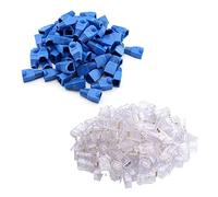 Oiyagai 100 Piezas de Conectores Cat 5 + 100 Piezas de Mangas Protectoras RJ45 para Reparación (Azul)