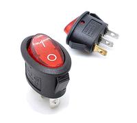 Oiyagai 15 Piezas de Interruptores de Palanca de Barco SPST con Lámpara Roja Ovalada KCD1-115 de 3 Pines AC 250V/6A 125V/10A