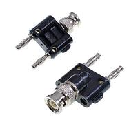 Oiyagai 2 Piezas Adaptador Coaxial RF BNC Macho a Doble Conector Banana Macho Jack de Empalme de Postes de Enlace