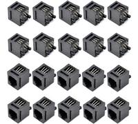 Oiyagai 20-Pack Conectores RJ12 6P6C, Jack Modular 180° para PCB, Zócalo Telefónico de Datos, Plástico Negro para Equipos de Red y Comunicación