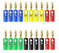 Oiyagai 20 Piezas de Enchufes Banana para Cable de Altavoz de Audio, Conectores de Tipo Tornillo de 4mm (Chapados en Oro)
