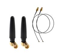Oiyagai 2pcs 433Mhz Antena WiFi 2.5dbi SMA Conector macho (Pin) con Mini PCI U.FL a SMA Hembra WiFi Pigtail RF1.13 Cable de 15 cm