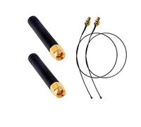 Oiyagai 2pcs 433Mhz Antena WiFi 2.5dbi SMA macho (Pin) Conector con Mini PCI U.FL a SMA Hembra WiFi Pigtail RF1.13 15cm Cable