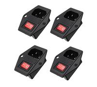 Oiyagai 4 Piezas de Conector de Módulo de Entrada IEC320 C14 con Fusible, Interruptor y Luz Roja, Toma de Alimentación Macho AC 250V 10A