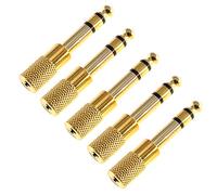 Oiyagai 5 Piezas de Adaptador de Audio Estéreo de 6,35mm (1/4 Pulgada) Macho a 3,5mm (1/8 Pulgada) Hembra, Chapado en Oro (Pista Doble)