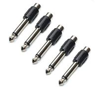 Oiyagai 5 Piezas de Conector Adaptador de Audio RCA Hembra a Enchufe Macho de 6,35mm (1/4 pulgada) para Mezclador, Micrófono (Pista Única)