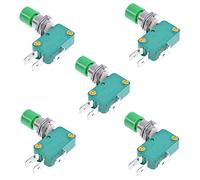 Oiyagai 5 Piezas Interruptor Pulsador Micro SPDT DS438-448 Verde, Momentáneo ON/ON, 3 Pines, 16A 125/250V, para Electrónica, Proyectos DIY y Electrodomésticos