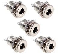 Oiyagai 5 Unidades Conector DC-099 Hembra 5.5x2.1mm Montaje En Panel, Enchufe De Alimentación DC 30V 10A con Rosca