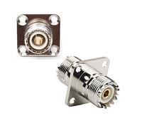 Oiyagai Adaptador RF Recto de UHF Hembra a UHF Hembra, Conector SO-239 PL259 Antena VHF UHF, Montaje de Panel con Brida de 4 Agujeros