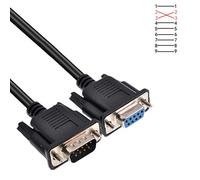 Oiyagai Cable Serial RS232 DB9 Macho a Hembra Null Modem de 1.5 Metros, Extensión Cruzada para Comunicación de Datos