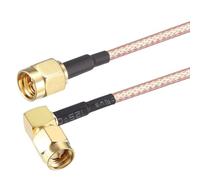 Oiyagai Lot de 2 Câbles Jumper RG316, SMA Mâle à Angle Droit à SMA Mâle, Extension pour Transmission de Signal (1m/39,3")