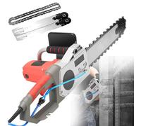 Oiyekntd Motosierra eléctrica para hormigón, Motosierra de Mano, cortadora de muros con Cadena de Diamante, con de supresión de Polvo con alimentación de Agua, con 2 Cadenas y 2 Barras guía 350