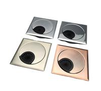 Ojal de escritorio, 2 unids/lote cuadrado 60 mm aleación zinc PC mesa computadora ojal salida cable cubierta orificio alambre ordenado(Silver)