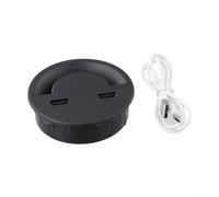 Ojal redondo para cable de puerto USB para escritorios de oficina, ordena tu espacio de trabajo con puertos de carga USB integrados y diseño (80 mm)