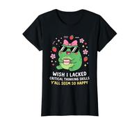 Ojalá careciera de Habilidades de Pensamiento crítico Todos ustedes parecen Tan Felices Camiseta gráfica económica, Mujer, Negro, S