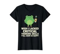 Ojalá careciera de Habilidades de Pensamiento crítico Todos ustedes parecen Tan Felices Camiseta gráfica económica, Mujer, Negro, M