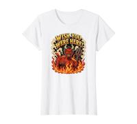 Ojalá estuvieras aquí Diablo Infierno Divertido Camiseta gráfica económica, Mujer, Blanco, L
