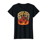 Ojalá estuvieras aquí Diablo Infierno Divertido Camiseta gráfica económica, Mujer, Negro, XS