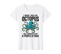 Ojalá Fuera un Pulpo para Poder abofetear a 8 Personas a la Vez Camiseta gráfica económica, Mujer, Blanco, M