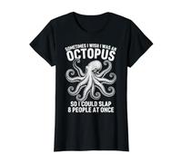 Ojalá Fuera un Pulpo para Poder abofetear a 8 Personas a la Vez Camiseta gráfica económica, Mujer, Negro, M