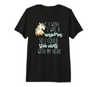 Ojala Fuera UN Unicornio para APAGARAR Idiots con MI Cabeza Meme Camiseta Premium