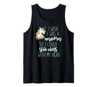 Ojala Fuera UN Unicornio para APAGARAR Idiots con MI Cabeza Meme Camiseta sin Mangas