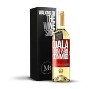 «Ojalá te roben la cama y vengas a dormir conmigo» Mensaje en una Botella. Vino Blanco Premium Verdejo Joven + Gift Box. Etiqueta Roja PERSONALIZABLE