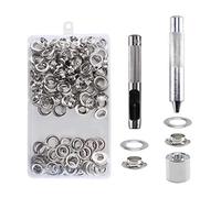 Ojales Metalicos 12mm HO2NLE 100 Kit de Ojetes Metalicos Inoxidable Herramienta de Montaje de Arandela Ollaos Ojetes para Toldos Lona Cuero Cortinas Papel con Caja de Almacenamiento (1/2 Pulgada)