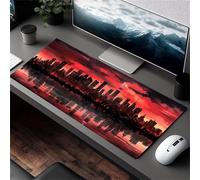 OJHFJMGH Alfombrilla para ratón, Alfombrilla Red Black City Reflections con Bordes cosidos, Base Antideslizante for Teclado y ratón, Ideal for Jugar en casa o la Oficina(1200x600x3mm)