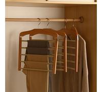 OJHFJMGH Pantalonero Plegable, Perchero for Pantalones de Madera Maciza for el hogar, Percha for Pantalones Multicapa Antideslizante Que no Deja Marcas, Ahorro de Espacio(Natural 2)