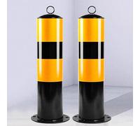 OJHFJMGH Postes de Seguridad, Poste de Barrera estacionamiento Acero(Black Yellow,2pcs)