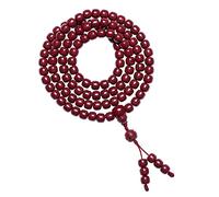 OJHFJMGH Rosarios y Pulseras, Collar de Rosario cinabrio Natural 108, Pulsera múltiples bucles, Mala Barril Buda for meditación y Canto(Red)