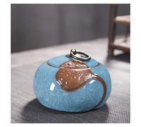 OJHFJMGH Urnas para Mascotas, Mini urna de cremación cerámica Hecha a Mano for Perros pequeños, Gatos y Cenizas humanas. Memorial Caja funeraria(Lake Blue)