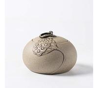 OJHFJMGH Urnas para Mascotas, Mini urna de cremación cerámica Hecha a Mano for Perros pequeños, Gatos y Cenizas humanas. Memorial Caja funeraria(Lotus)