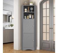Ojiuboo, Mueble de baño moderno y minimalista con dos compartimentos, un compartimento abierto y un estante ajustable - perfecto para el baño (36,5 x 36,5 x 155 cm) (gris)