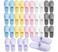 OJMHD 18 pares de pantuflas desechables para invitados, de vellón coral para invitados, mullidas, pantuflas de spa con dedos cerrados para hombre, mujer, hotel, viajes, casa, dormitorio, baño, fiesta