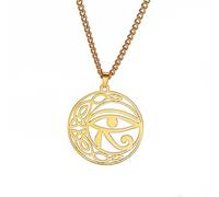 Ojo de Horus Collar para Mujeres Hombres Nudo Celta Luna Ronda Antiguo Egipcio Colgante Ankh Cruz Joyería Africana Amuleto de Protección Regalo Religioso