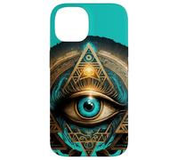 Ojo de la Providencia de Color Verde Azulado y marrón Carcasa para iPhone 14