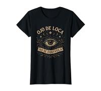Ojo de Loca No Se Equivoca Diseño Vintage Místico Camiseta, Mujer, Negro, XS