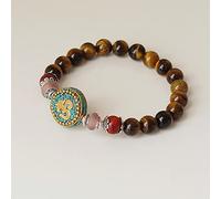 Ojo de tigre cuentas de piedra hilo encanto Chakra Mala pulsera oración de la suerte tibetano budista escritura Mala pulsera para hombres mujeres, ojo de tigre
